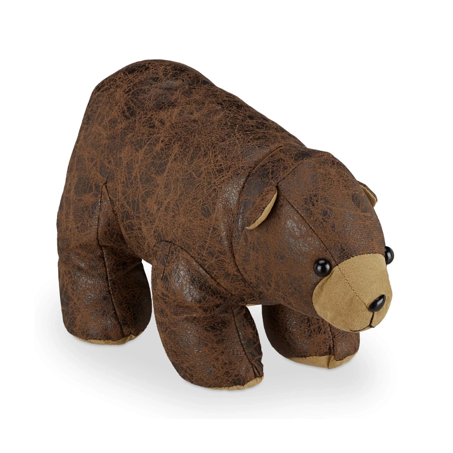 Relaxdays Türstopper Bär Polyester Braun Schwer 17 cm x 16 cm x 32 cm 1 kg