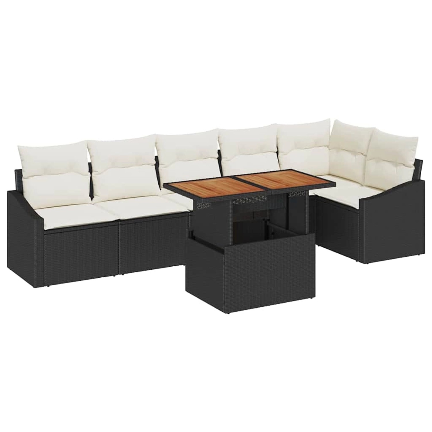 vidaXL Garten-Sofa-Set mit Speicher 7-Tlg Schwarz Poly Rattan 3358581 günstig online kaufen