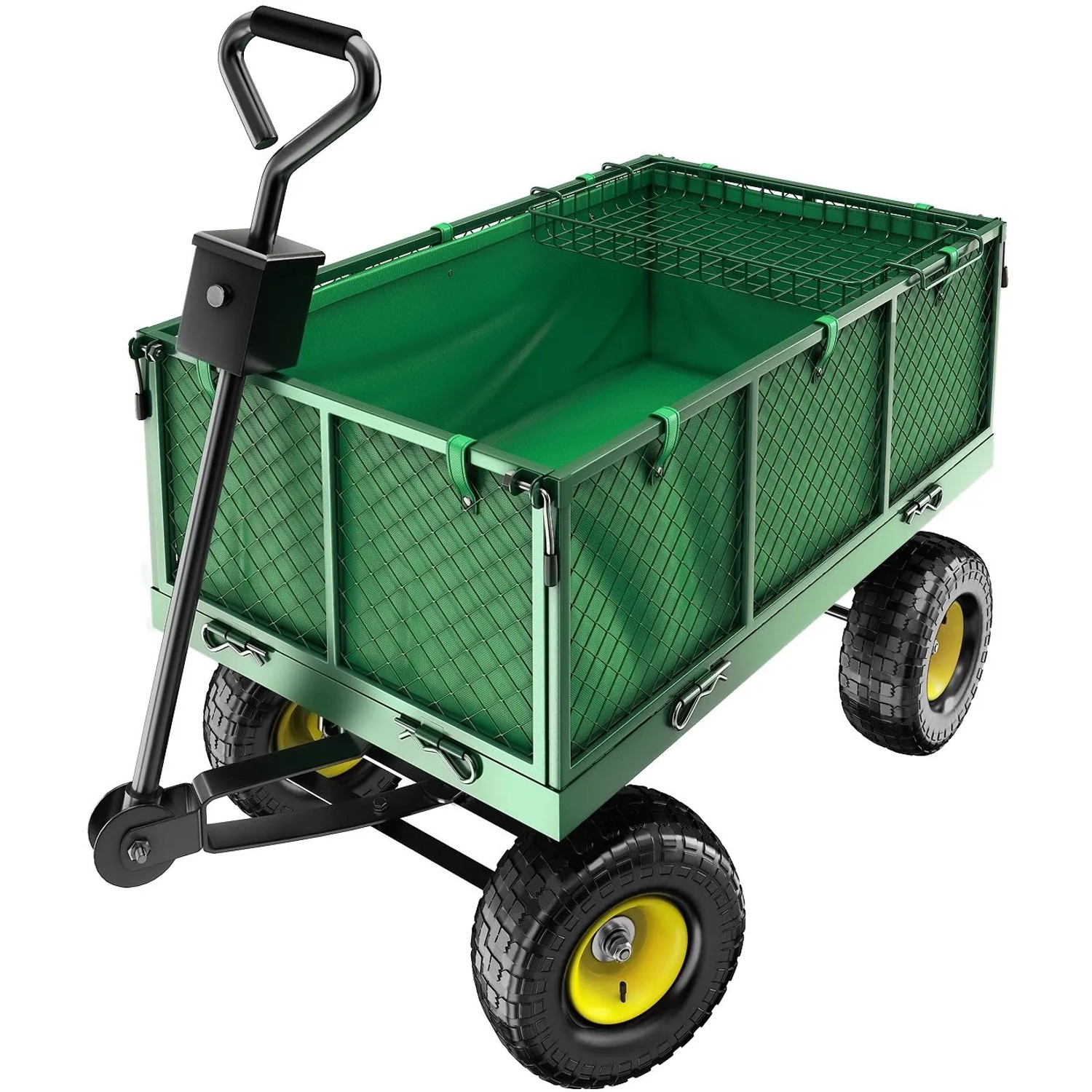 Tectake Bollerwagen  Mit Klappbaren Seitenwänden Luftreifen  114 x 51 50 x 65 cm Grün