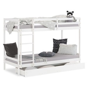 Homestyle4u Etagenbett in Weiß mit Bettkasten 90x200 cm 1432
