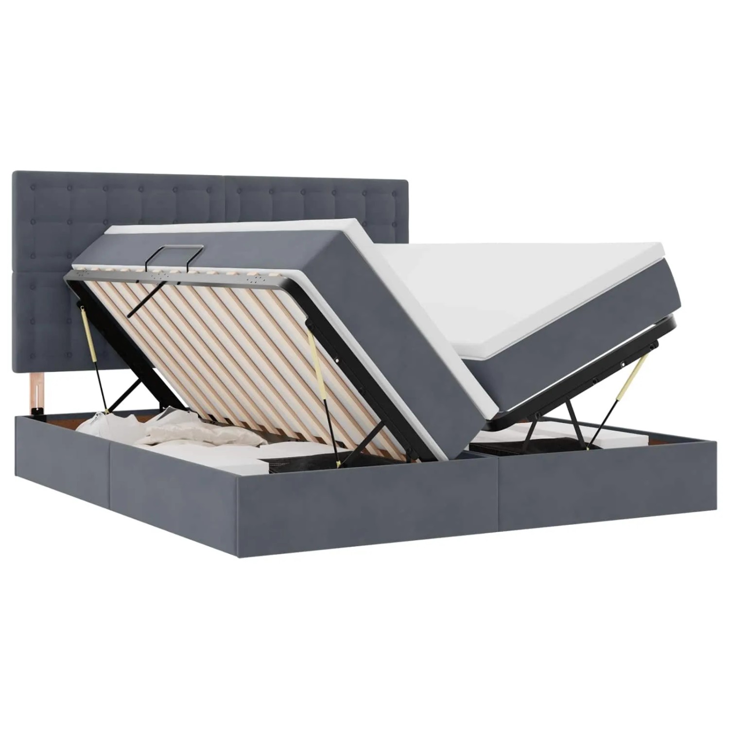 vidaXL Bett mit LED-Lichtleisten Dunkelgrau 180 x 200 cm Samt 3372906