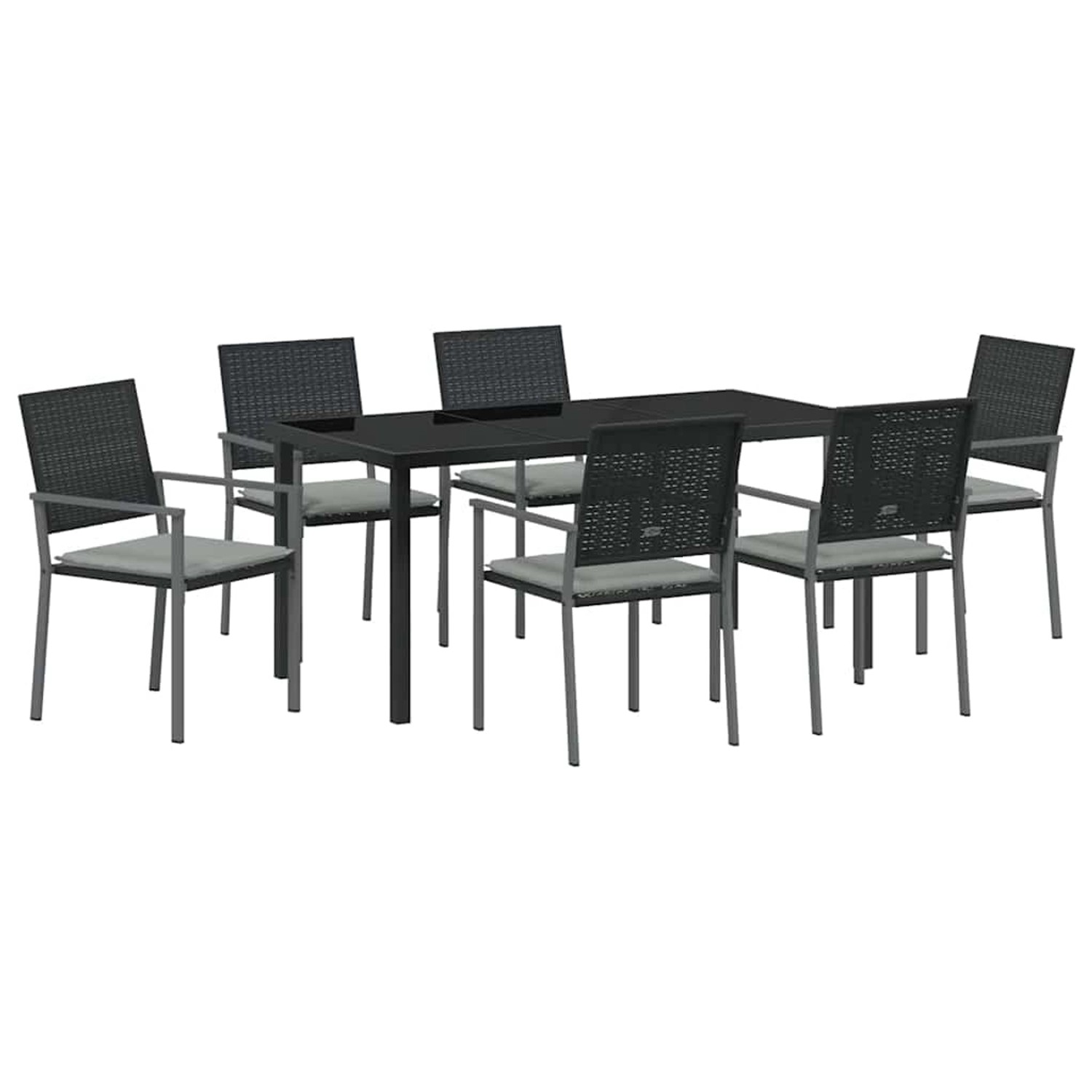 vidaXL Garten Essgruppe 7-Tlg Schwarz Poly Rattan 3379076 günstig online kaufen