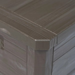 Detailaufnahme: Braune VidaXL Garten Aufbewahrungsbox (280L) mit Holzoptik.