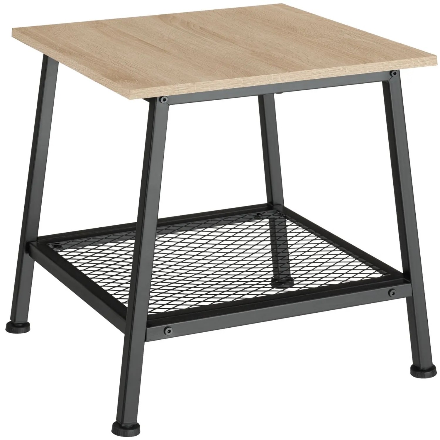 Tectake Beistelltisch Bedford Industrial Style Holz und Stahl  45 50 x 45 x 47 cm Industrial Holz Hell  Eiche Sonoma