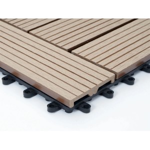 MCW WPC Bodenfliese Sarthe in Teak Holzoptik für Balkon und Terrasse.