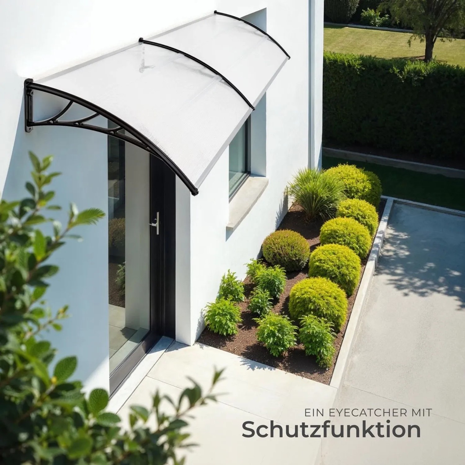 Tectake Vordach  In Bogenform Wetterfest  93 x 300 x 0 50 cm Transparent_8