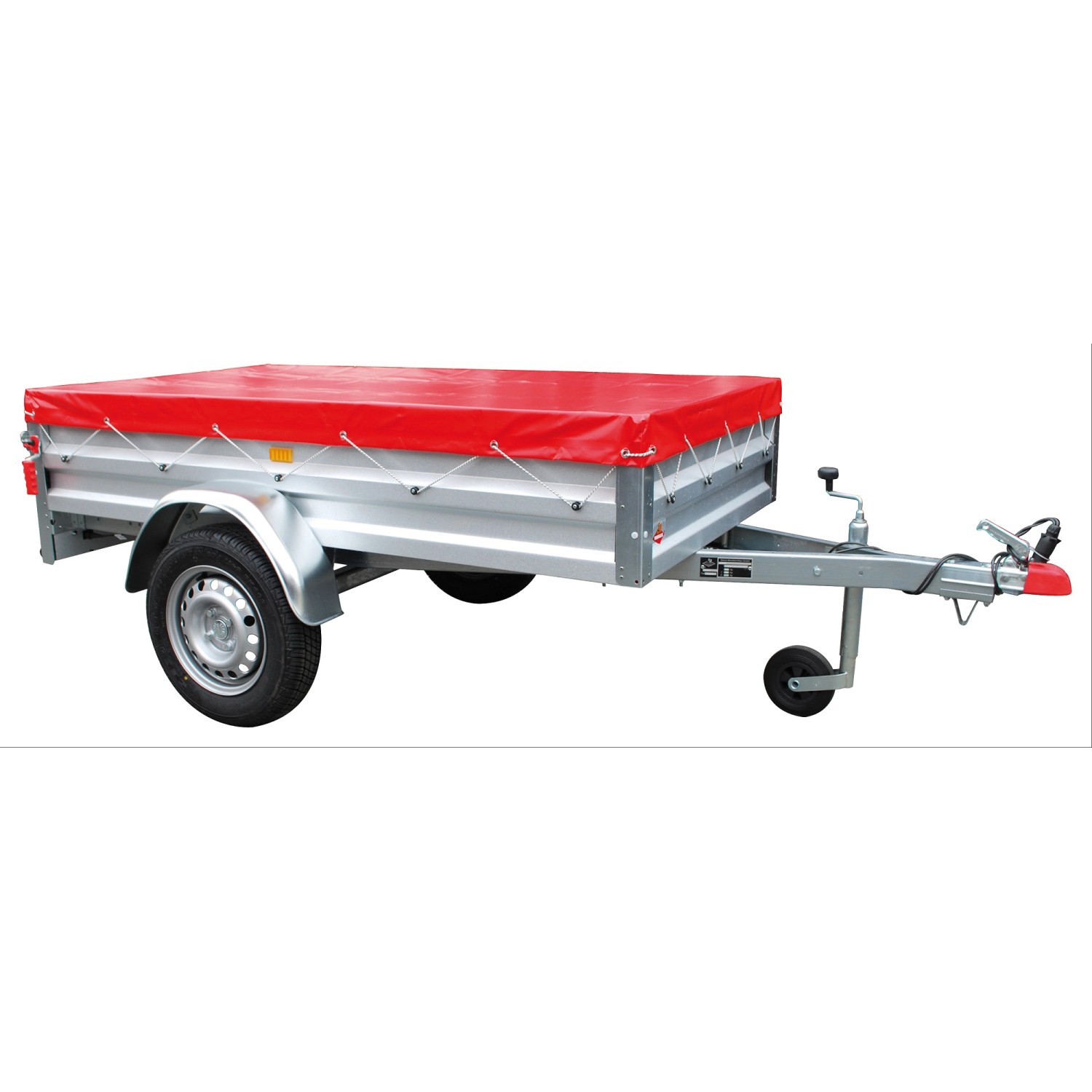Stema Anhänger mit roter Flachplane 201x108 cm, Zubehör für Autoanhänger.