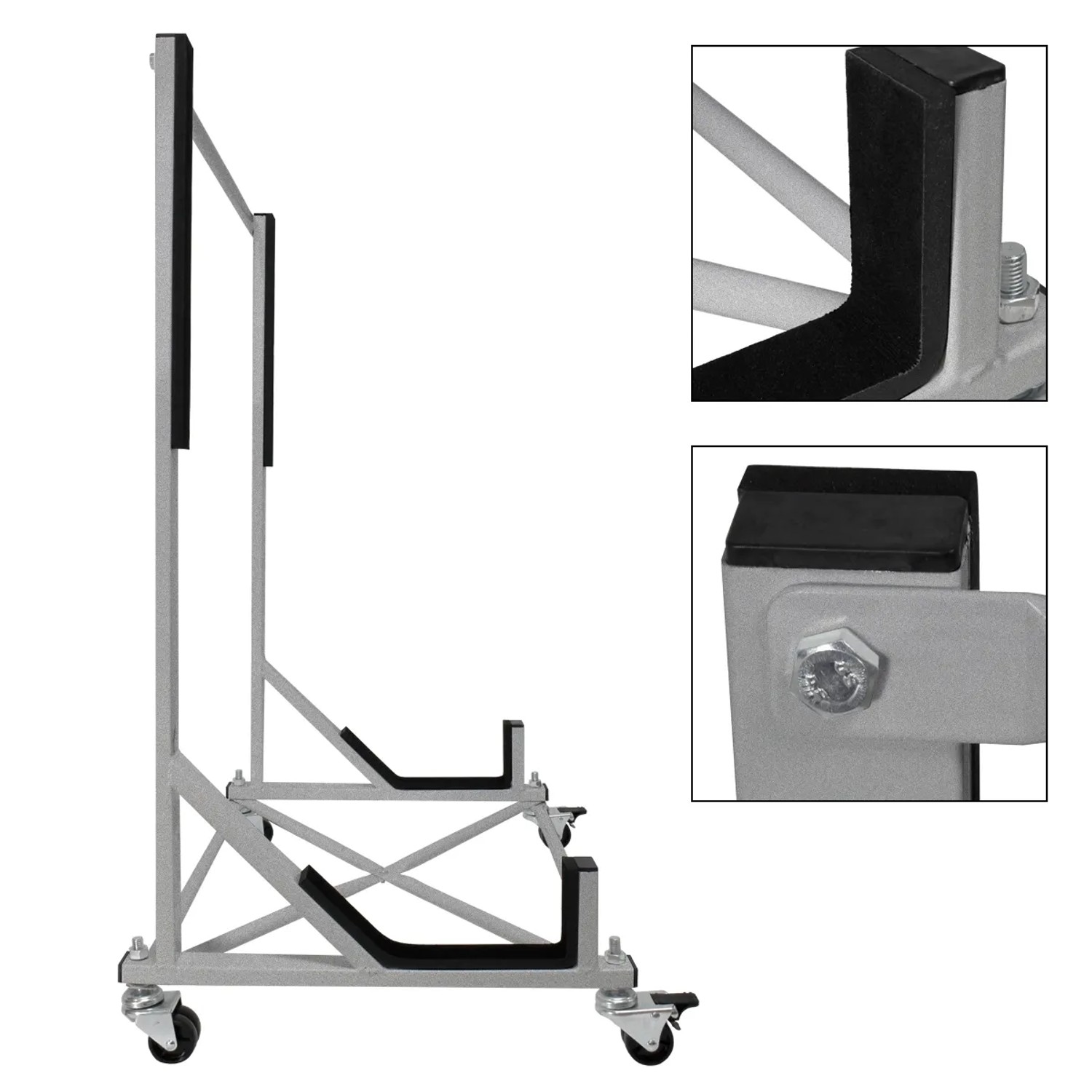 ECD Germany Hardtopständer mit Rollen, silberner Stahlrahmen für Carports.