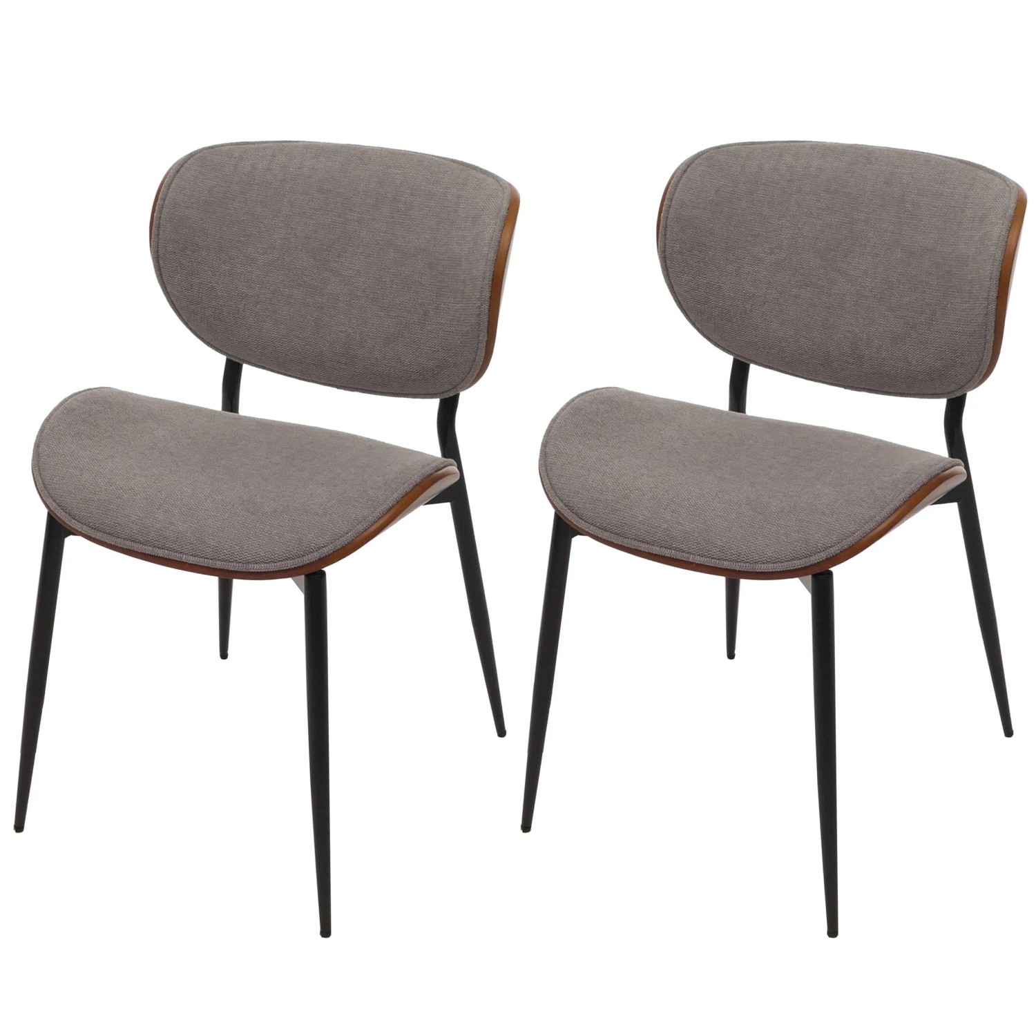 MCW Esszimmerstuhl O45 2er-Set Walnuss-Optik Hellgrau günstig online kaufen