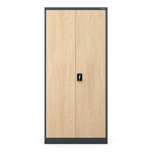 JAN NOWAK Büro-Aktenschrank aus Metall, Anthrazit mit zwei Eiche Sonoma Türen und Schloss. Robuster Aktenschrank für Ordner.