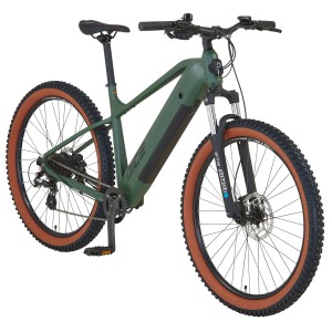 Prophete E-Bike MTB Dice 1.0, bronze-grün matt, 27,5 Zoll. Hardtail E-Mountainbike mit integriertem Akku.