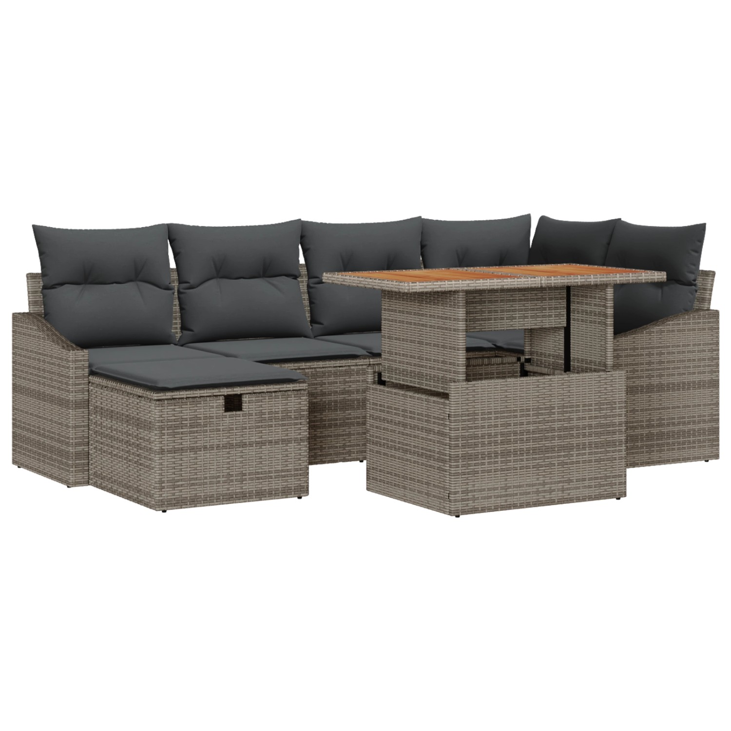 vidaXL Garten-Sofa-Set mit Kissen mit Speicher 7-Tlg Grau Poly Rattan 33600 günstig online kaufen