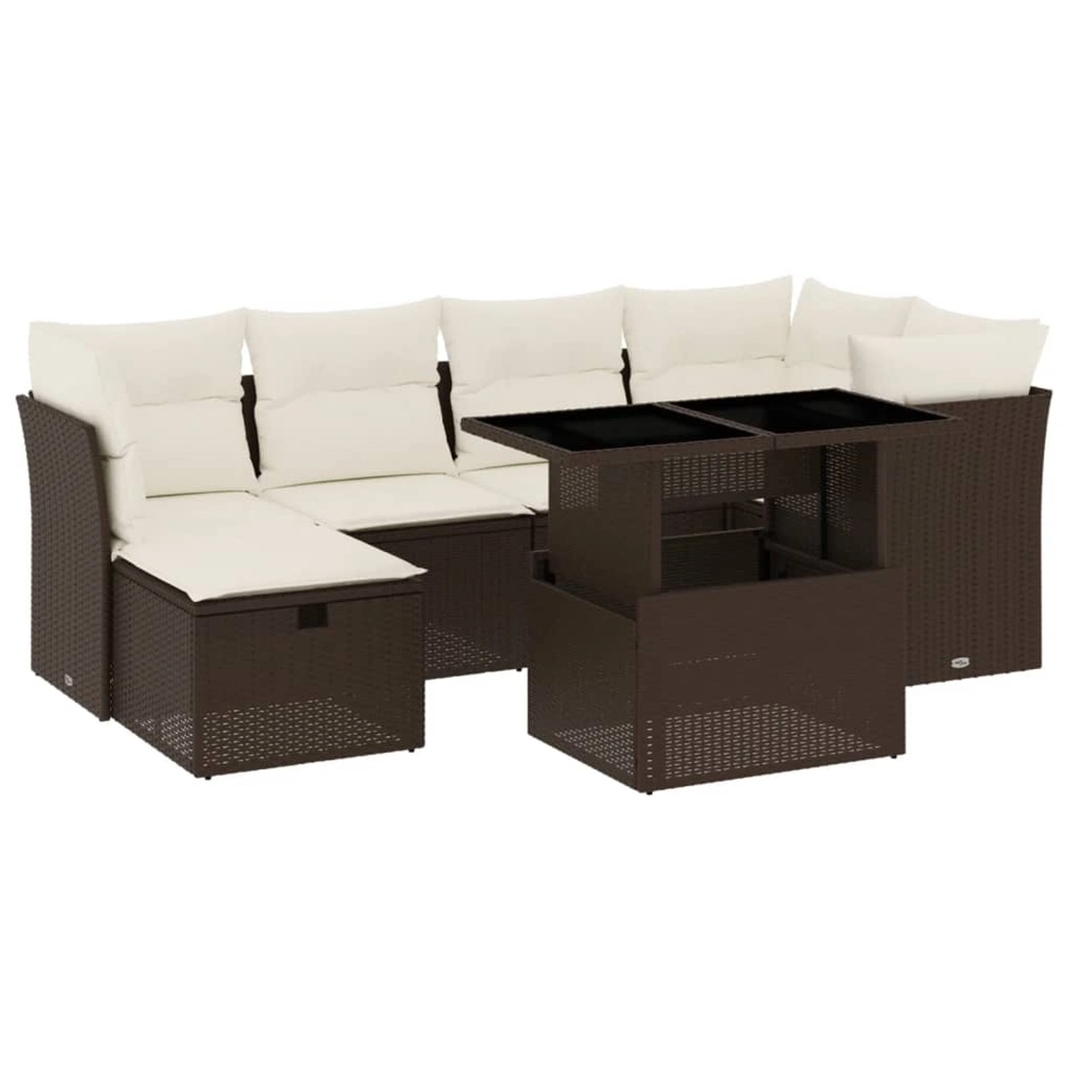 vidaXL 7-Tlg Garten-Sofagarnitur mit Kissen Braun Poly Rattan 3274663 günstig online kaufen
