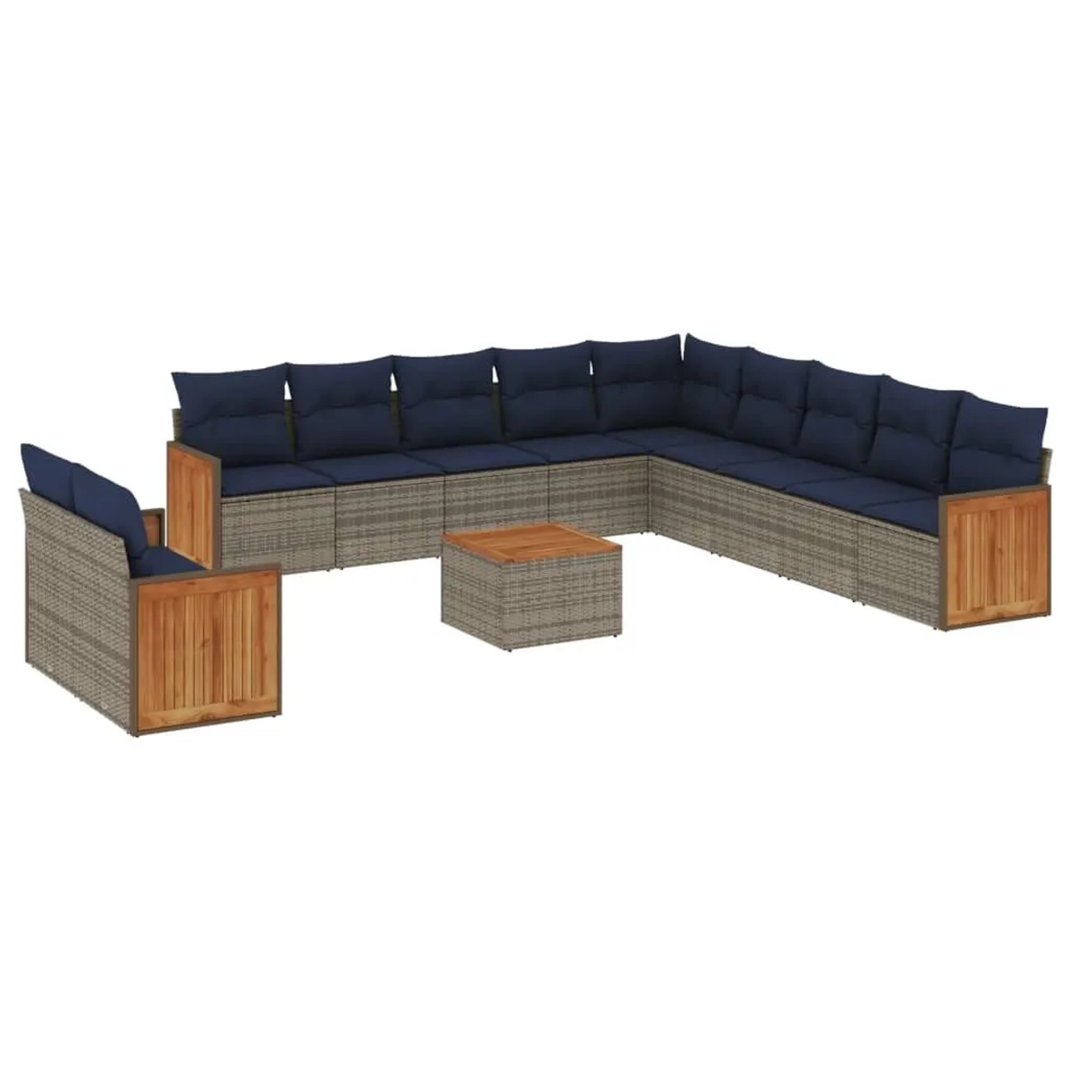 vidaXL 12-Tlg Gartensofa-Set mit Kissen Grau Polyrattan 3227818 günstig online kaufen