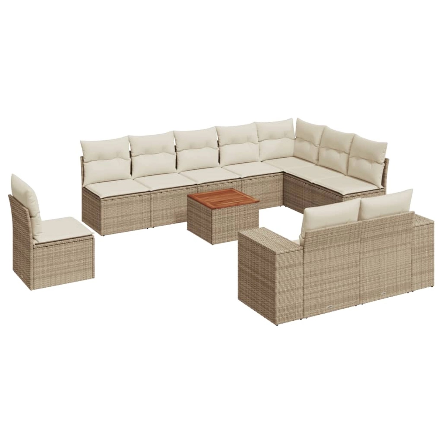 vidaXL 11-Tlg Garten-Sofagarnitur mit Kissen Beige Poly Rattan 3225498 günstig online kaufen