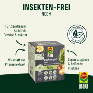 Compo Bio Insektenfrei Neem, Mittel gegen saugende und beißende Insekten, 75 ml.
