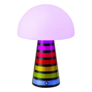 Eglo LED-Pilztischleuchte Pulse, schwarz-weiß, mit leuchtenden RGB-Streifen und Musiksensor, dimmbar.
