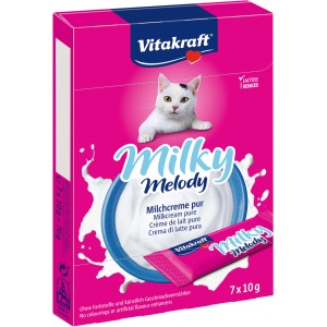 Vitakraft Milky Melody Pur, 7 Stück Katzenleckerli mit Milchcreme, laktosereduziert und ohne Zucker.