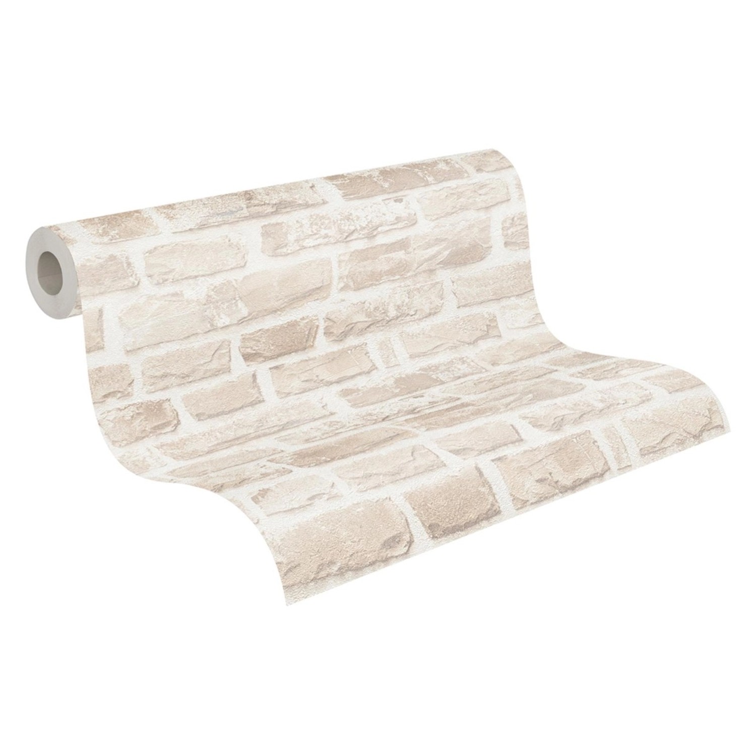 Bricoflor Vliestapete in Steinoptik Beige, 3D Mauer Tapete für Wohnzimmer und Küche.