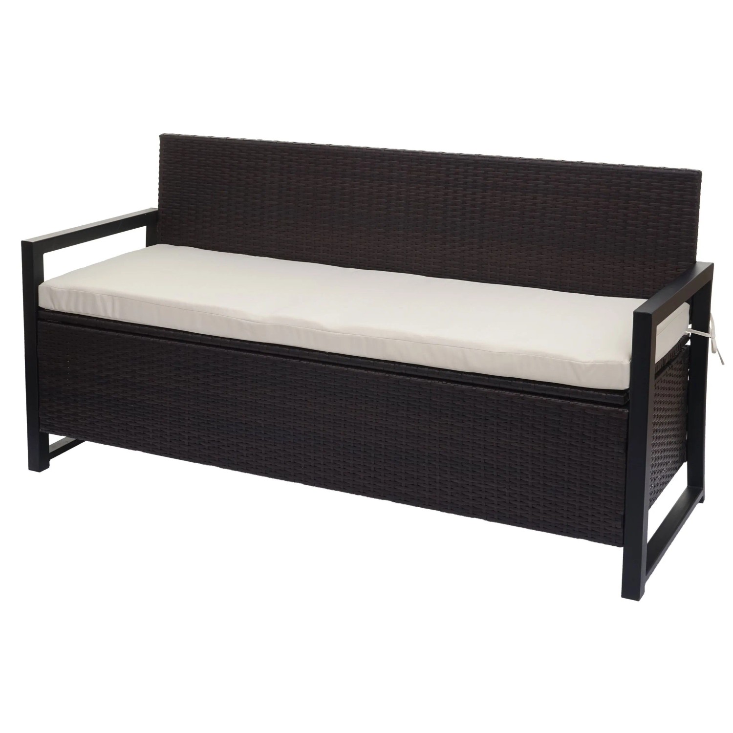 MCW Poly-Rattan 3er Sitzbank F39 Braun Kissen Creme