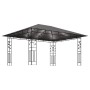Anthrazit Pavillon mit Moskitonetz und LED-Lichterkette (4x3m) für Garten & Terrasse.