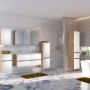 Badezimmer mit Held Möbel Midischrank Bari, 40 cm, matt Weiß-Wotaneiche, Hängeschrank.