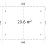 Grundriss Palmako Carport Robert, 555x372 cm, weiße Lackierung, Maße und Pfostenpositionen.