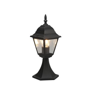 Schwarze Trio LED Sockelleuchte Livenza, 17x39,5x17cm, für den Außenbereich.