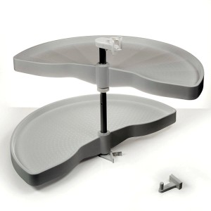 SOTECH Halbkreis Eckschrankbeschlag Grau Drehbodensystem für Eckschränke mit Korpusbreite 900 mm