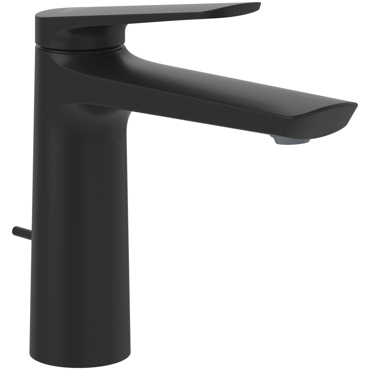 Villeroy & Boch Oasis Waschtischarmatur Zugstange und Keramikkartusche Wassersparend Auslaufhöhe 114MM Rund Matt Black
