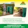 Neudorff Thermo-Komposter DuoTherm 530 l, grüne Komposttonne mit Frau beim Befüllen im Garten.