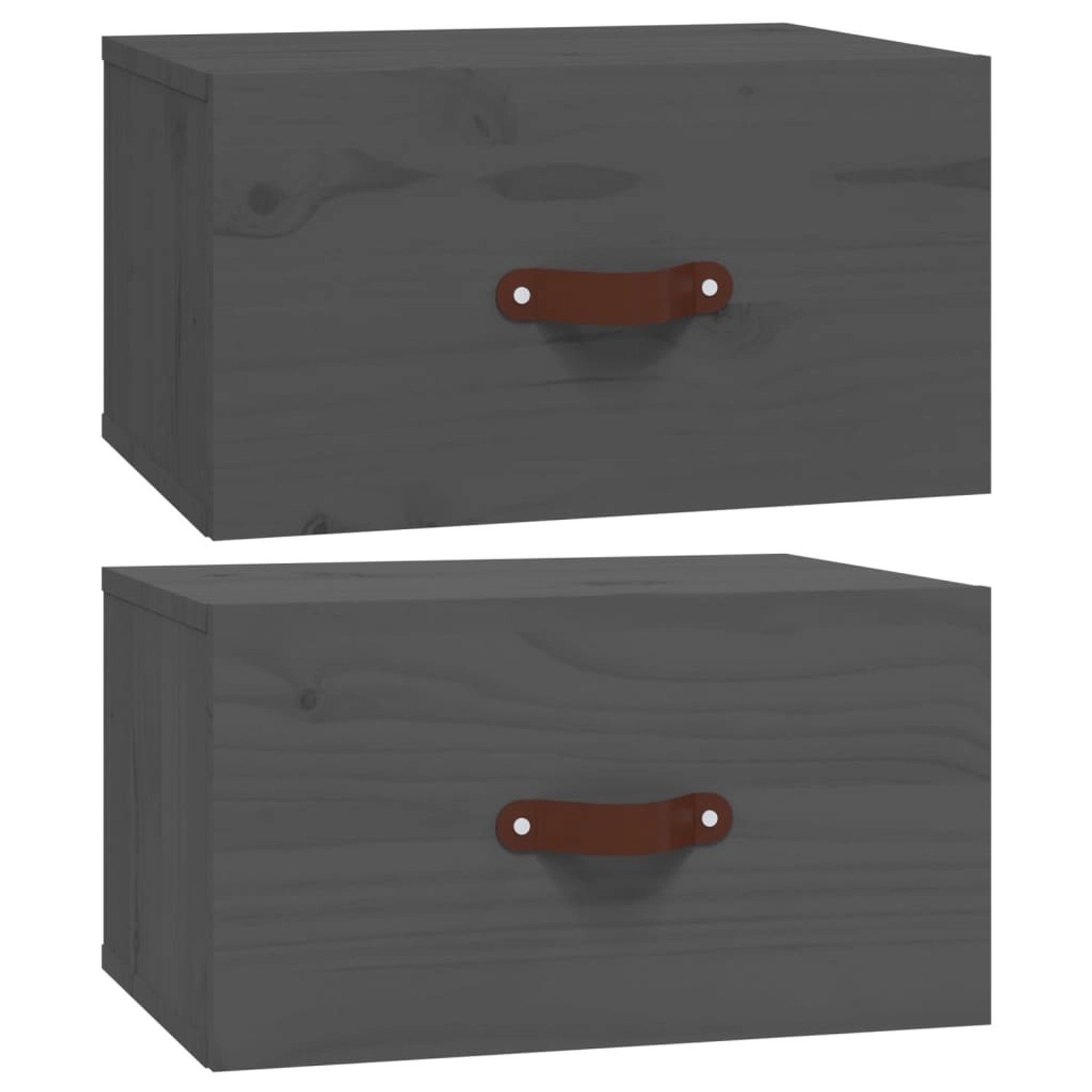 vidaXL Wand-Nachttische 2 Stk Grau 40x29,5x22 cm