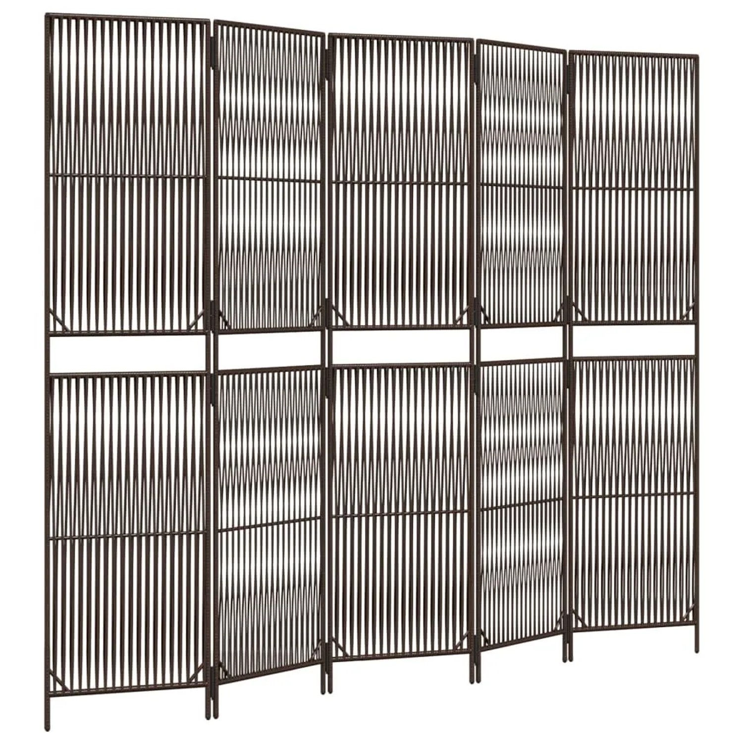 vidaXL Paravent 5 Tlg Braun Poly Rattan 365397