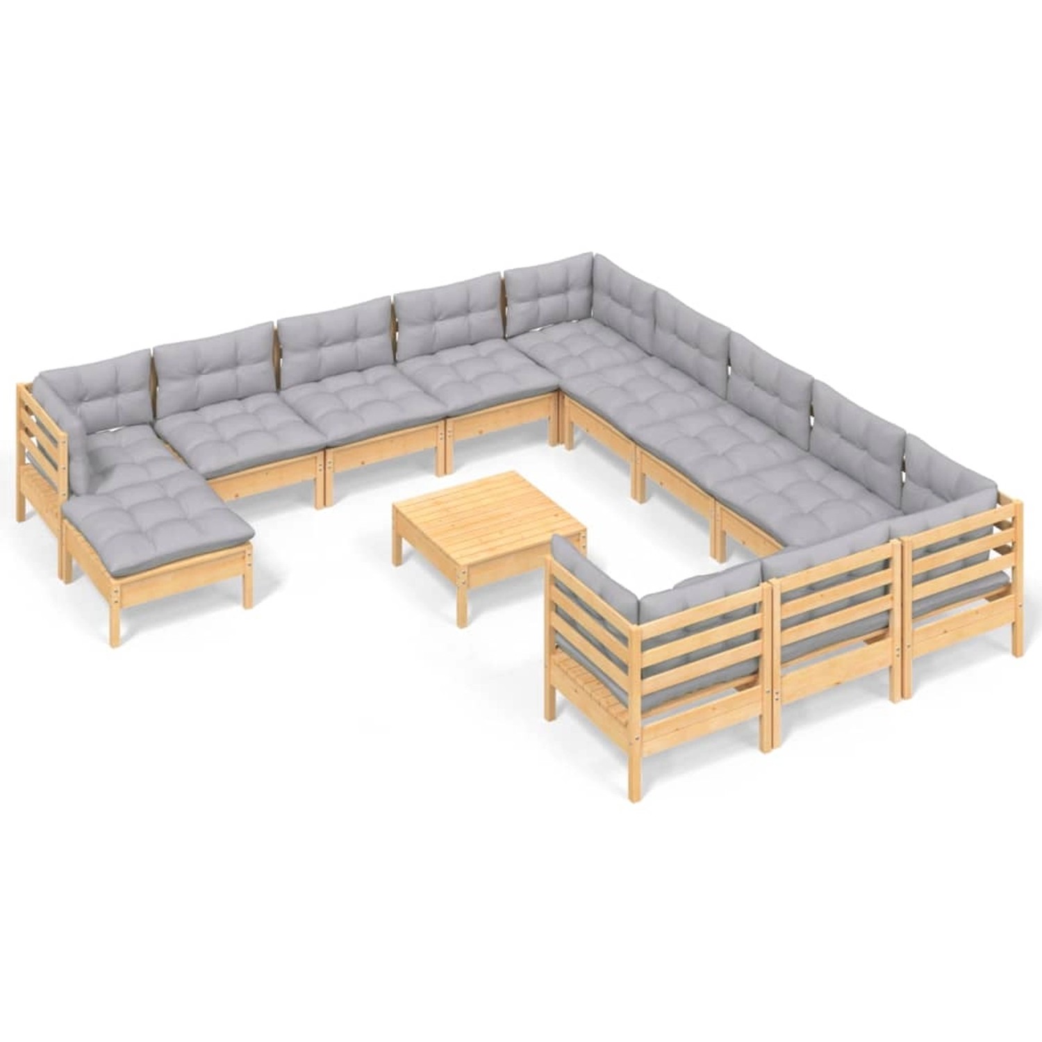 vidaXL 13-Tlg Garten-Lounge-Set mit Grauen Kissen Kiefernholz 3097072 günstig online kaufen