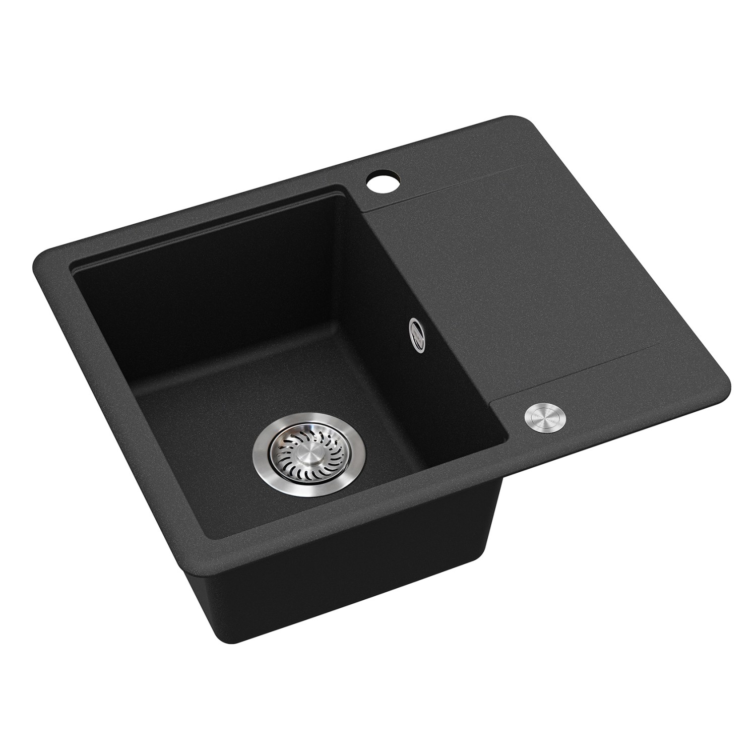 Helika Einbauspüle Esta 56 cm x 46 cm Schwarz inkl. Druckknopfventil_2