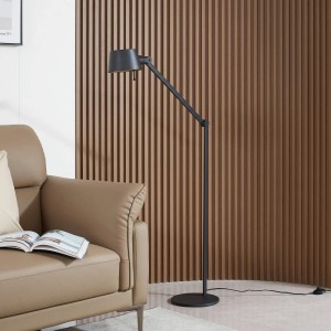 Moderne, schwarze Lucande Stehlampe Silka aus Metall, ideal für Arbeitszimmer. Design-Stehleuchte mit E27 Fassung.