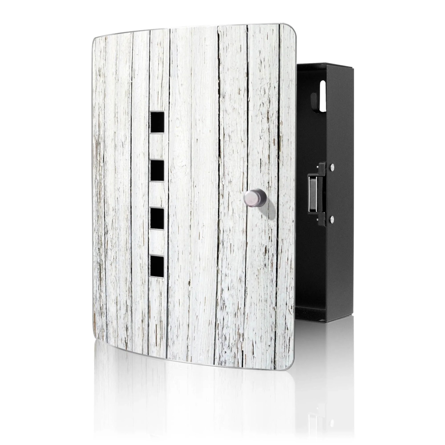 Banjado Design Schlüsselkasten Aus Edelstahl Für 10 Schlüssel 24x21,5x7cm Mit Magnetverschluss Motiv Weißer Bretterzaun