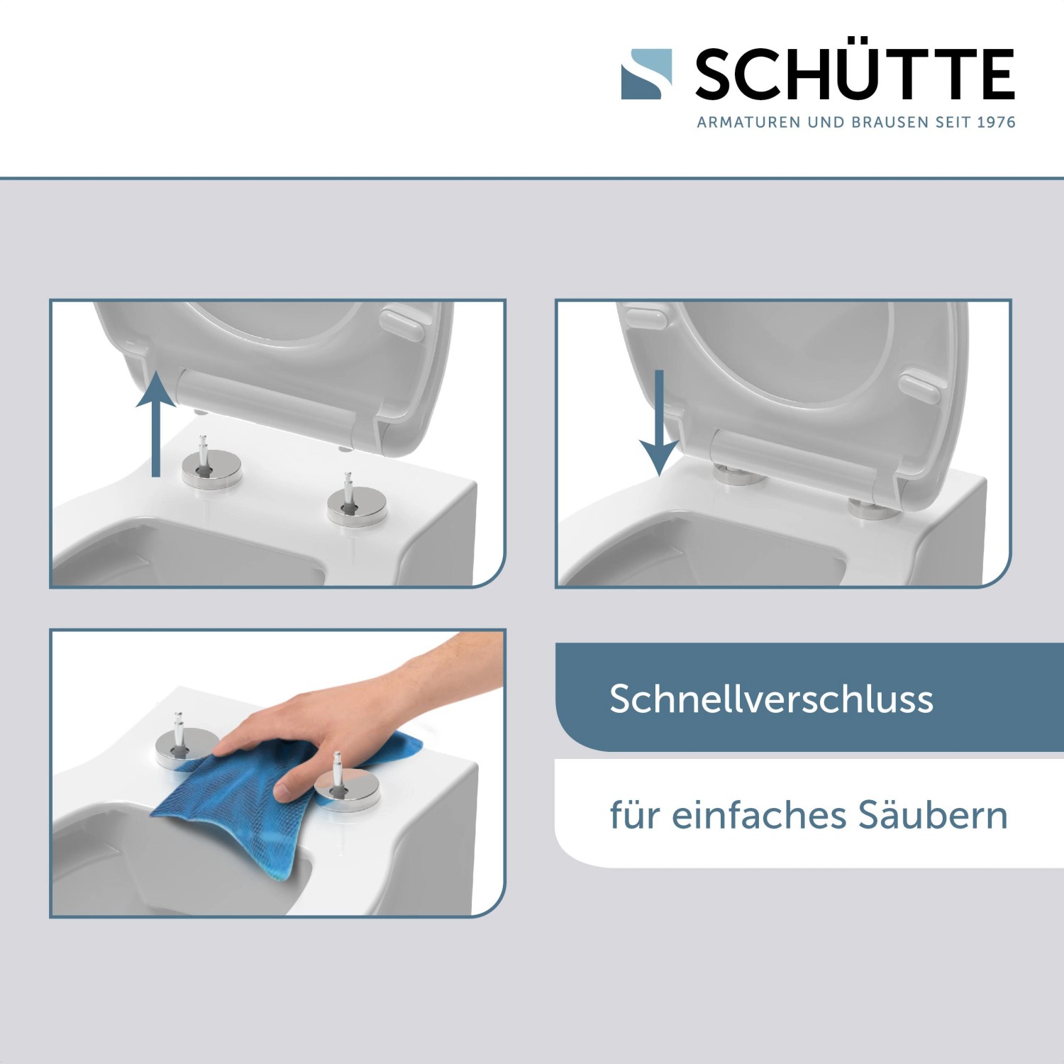 Schütte WC-Sitz Carribean mit Schnellverschluss zur einfachen Reinigung.