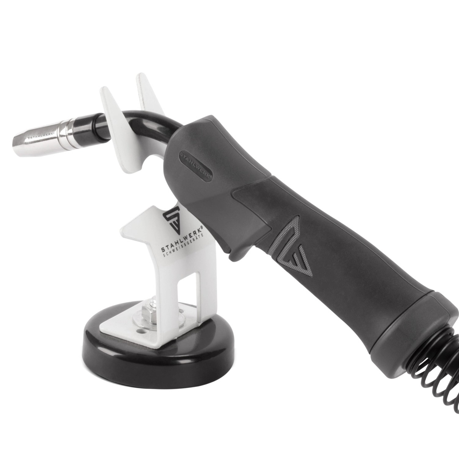 STAHLWERK Schweißbrennerhalterung mit Magnetfuß für WIG, MIG, Plasma Schweißgeräte.