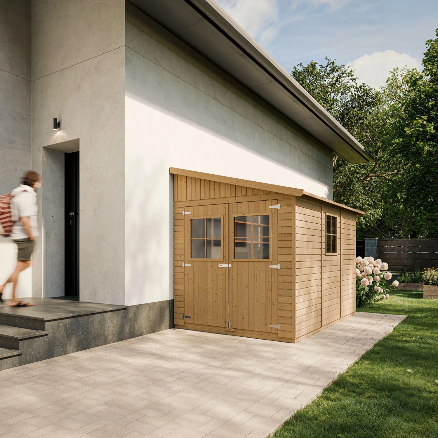 Timbela Anbau-Gartenhaus Holz M339 6 m² ohne Seitenwand ohne Boden günstig online kaufen