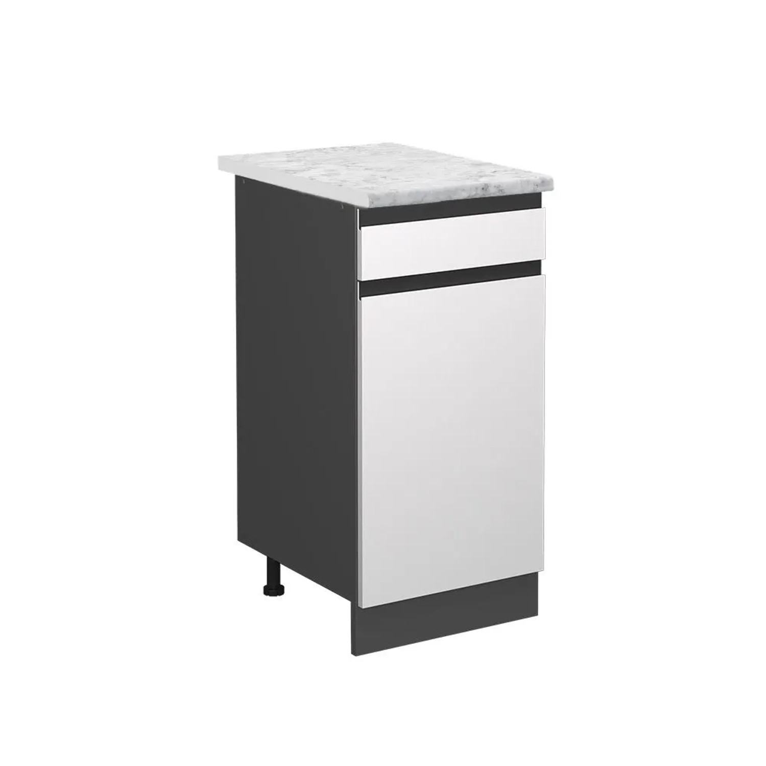 Vicco Küchenunterschrank R-Line Schubladenschrank für die Küche Weiß Anthrazit J-Shape AP Marmor