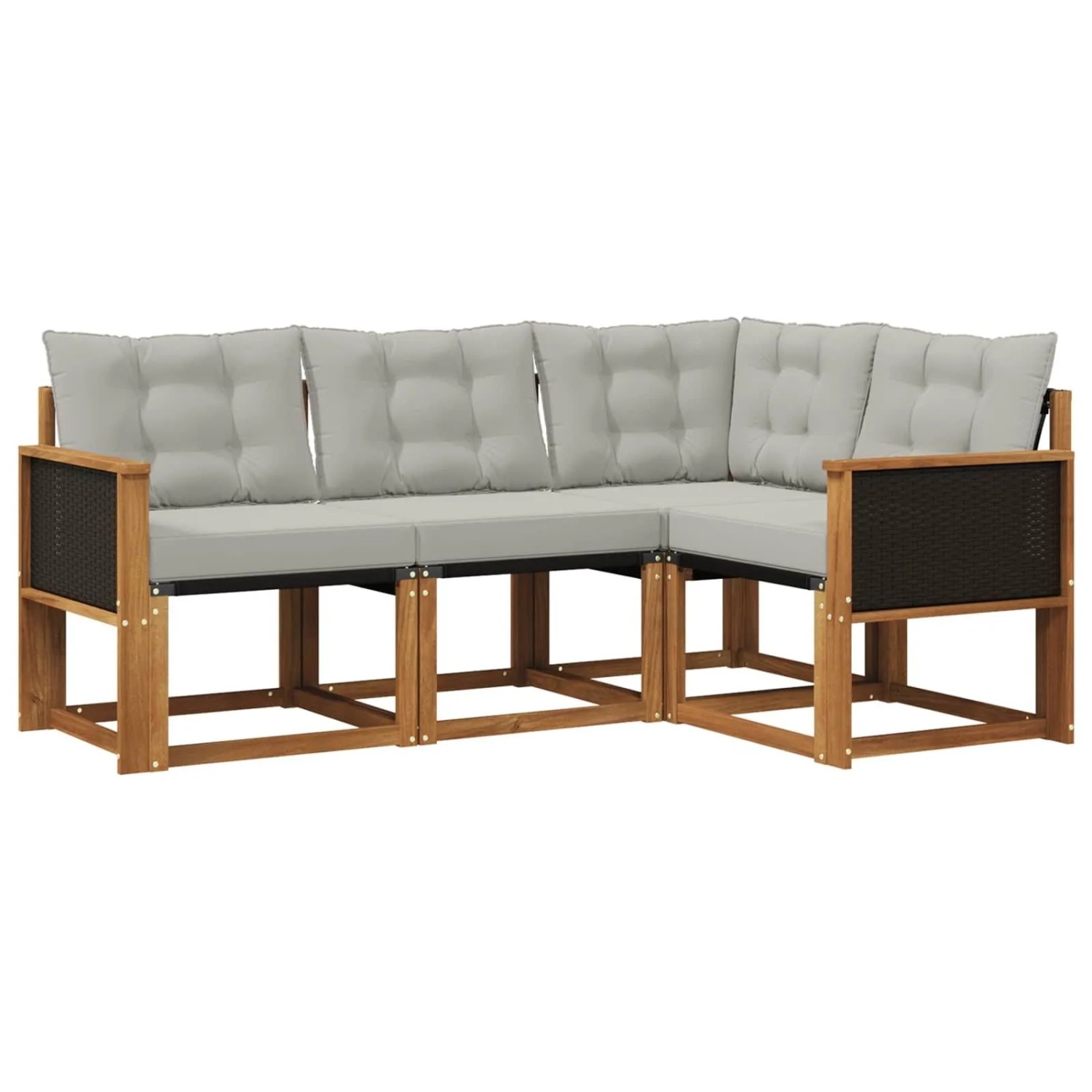 vidaXL Outdoor-Sofagarnitur mit Kissen 4 Stk Natur und Hellgrau 3381911
