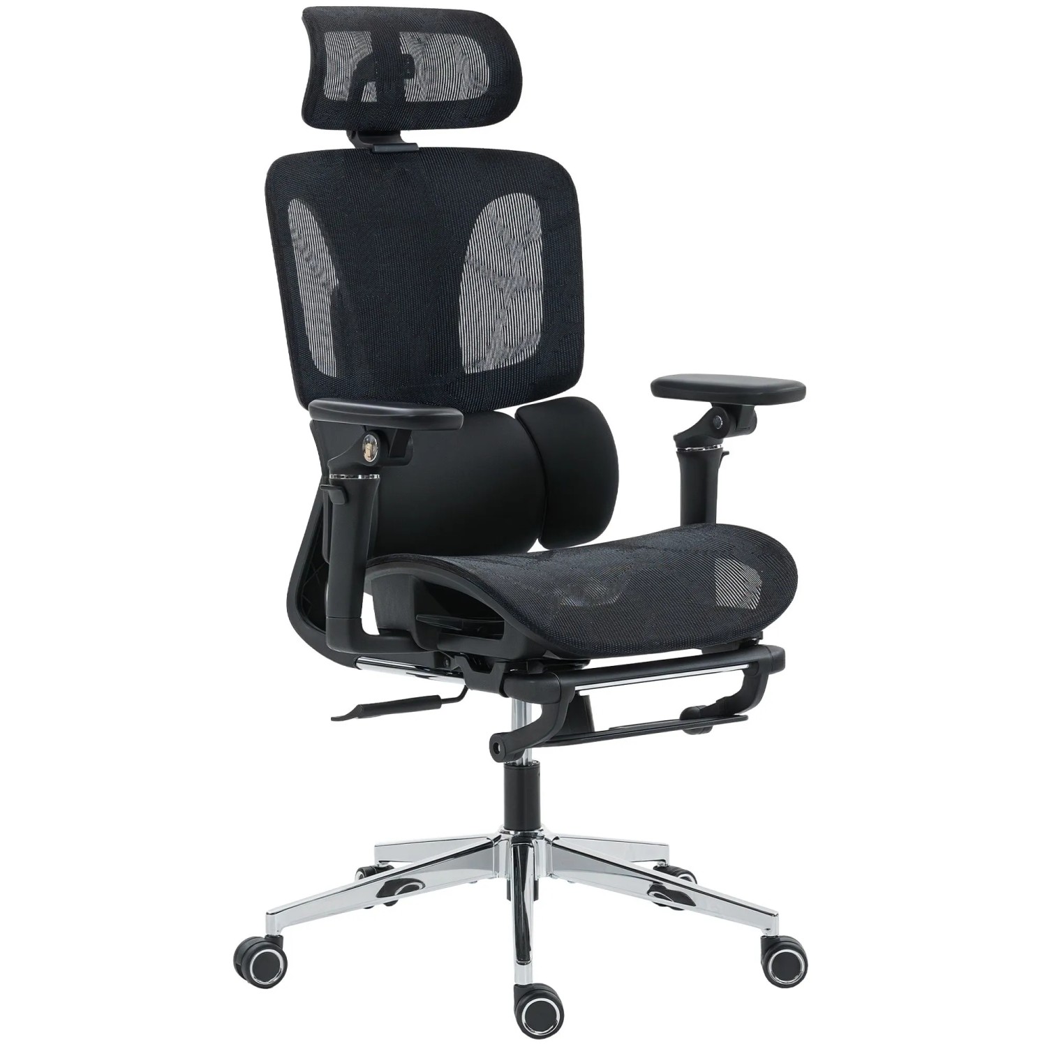 HOMCOM Office Chair Polyester Kunststoff 71L x 67B x 114-133H cm Schwarz