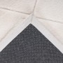 Lalee Teppich Impulse, 80x150 cm, Ivory, Kurzflor, gestepptes Muster, Rückseite und Detailansicht.