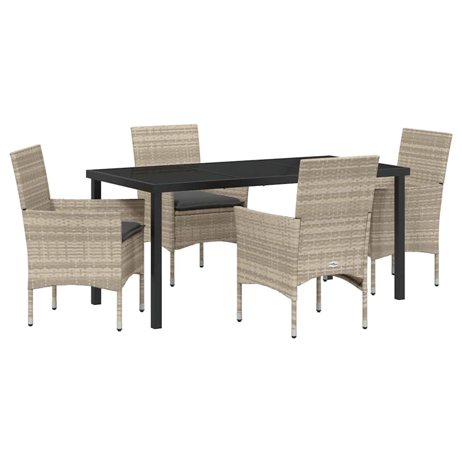 vidaXL Garten Essgruppe mit Kissen 5-Tlg Hellgrau Poly Rattan 3379810 günstig online kaufen