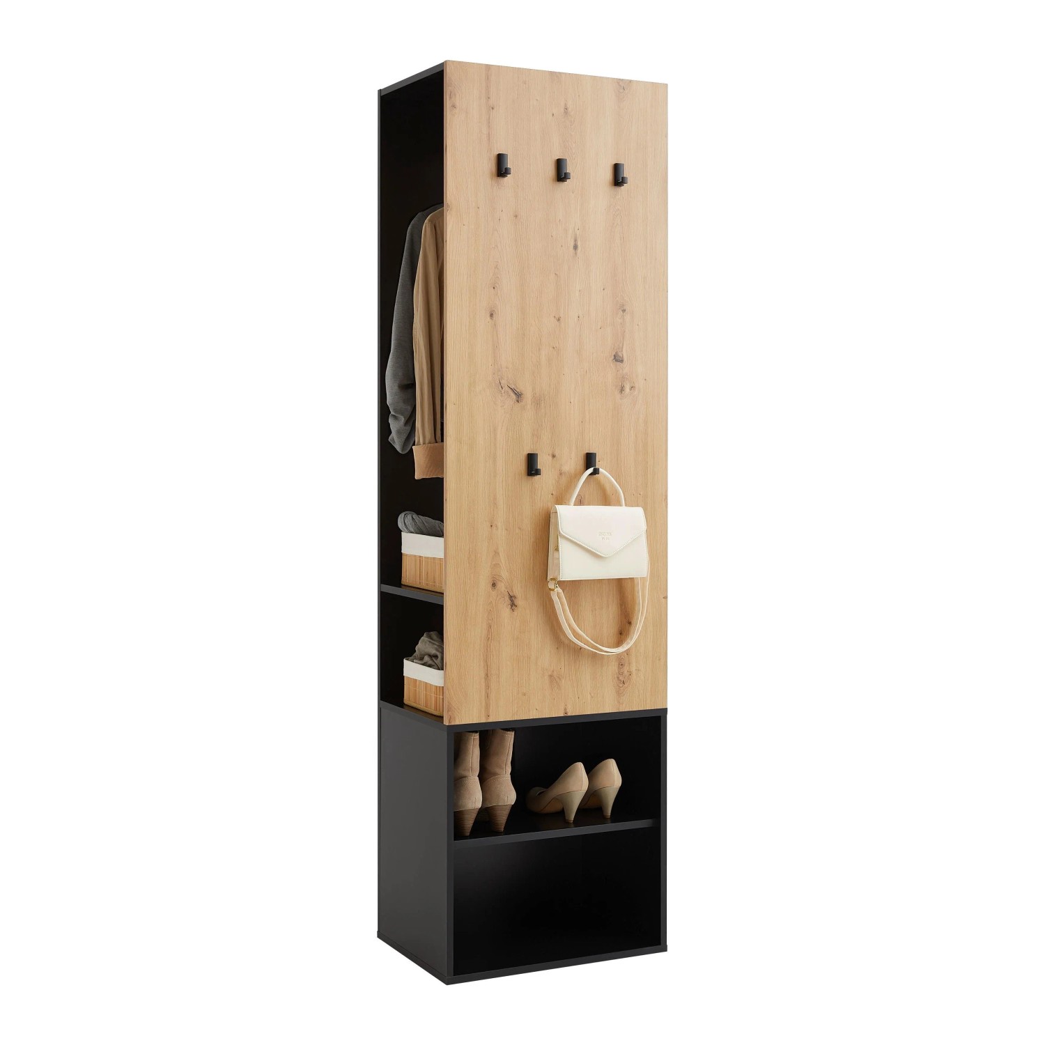 Mömax Garderobe Next in Schwarz/Eiche Artisan