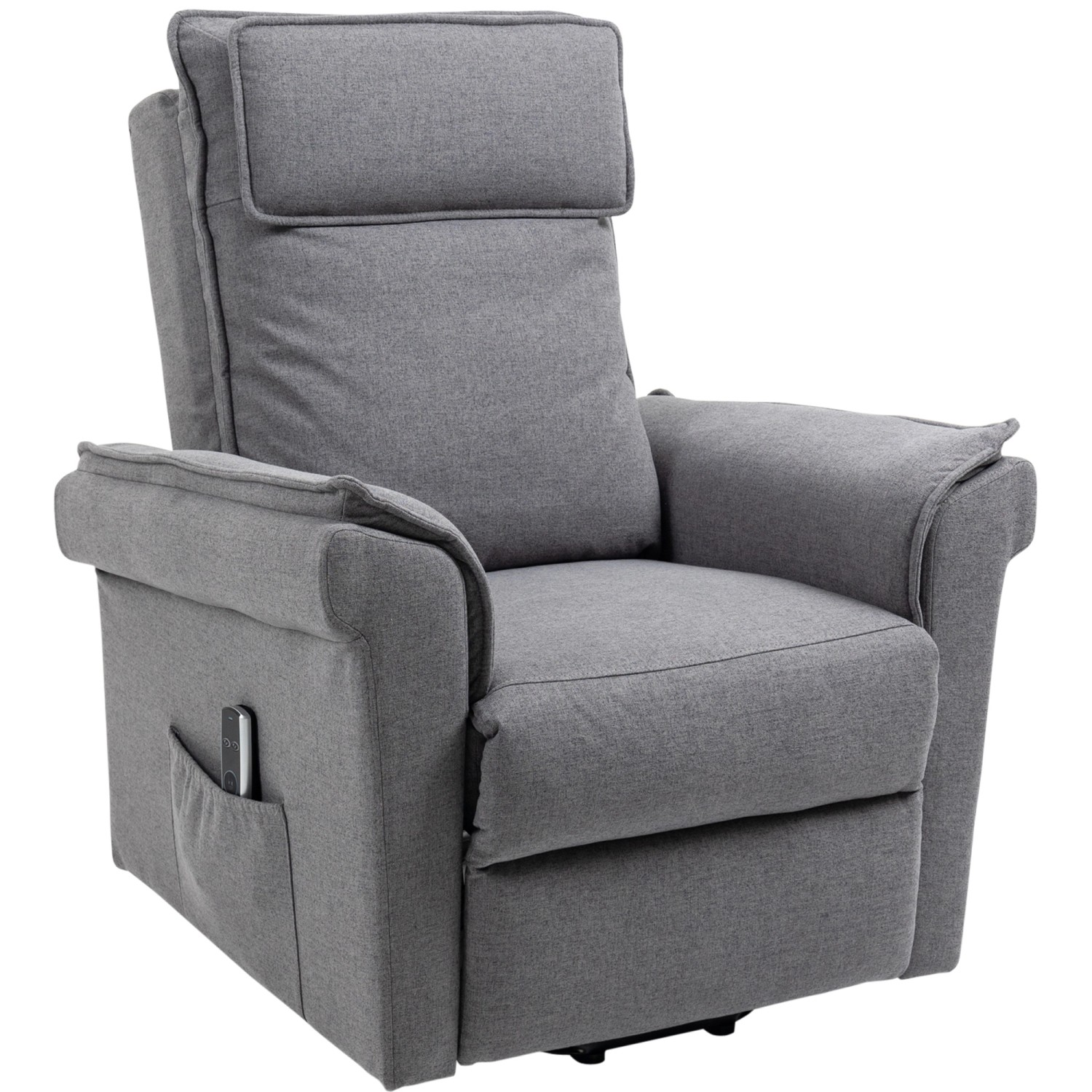 HOMCOM Aufstehsessel Leinen Schaumstoff Stahl Grau 86B x 95T x 106H cm günstig online kaufen