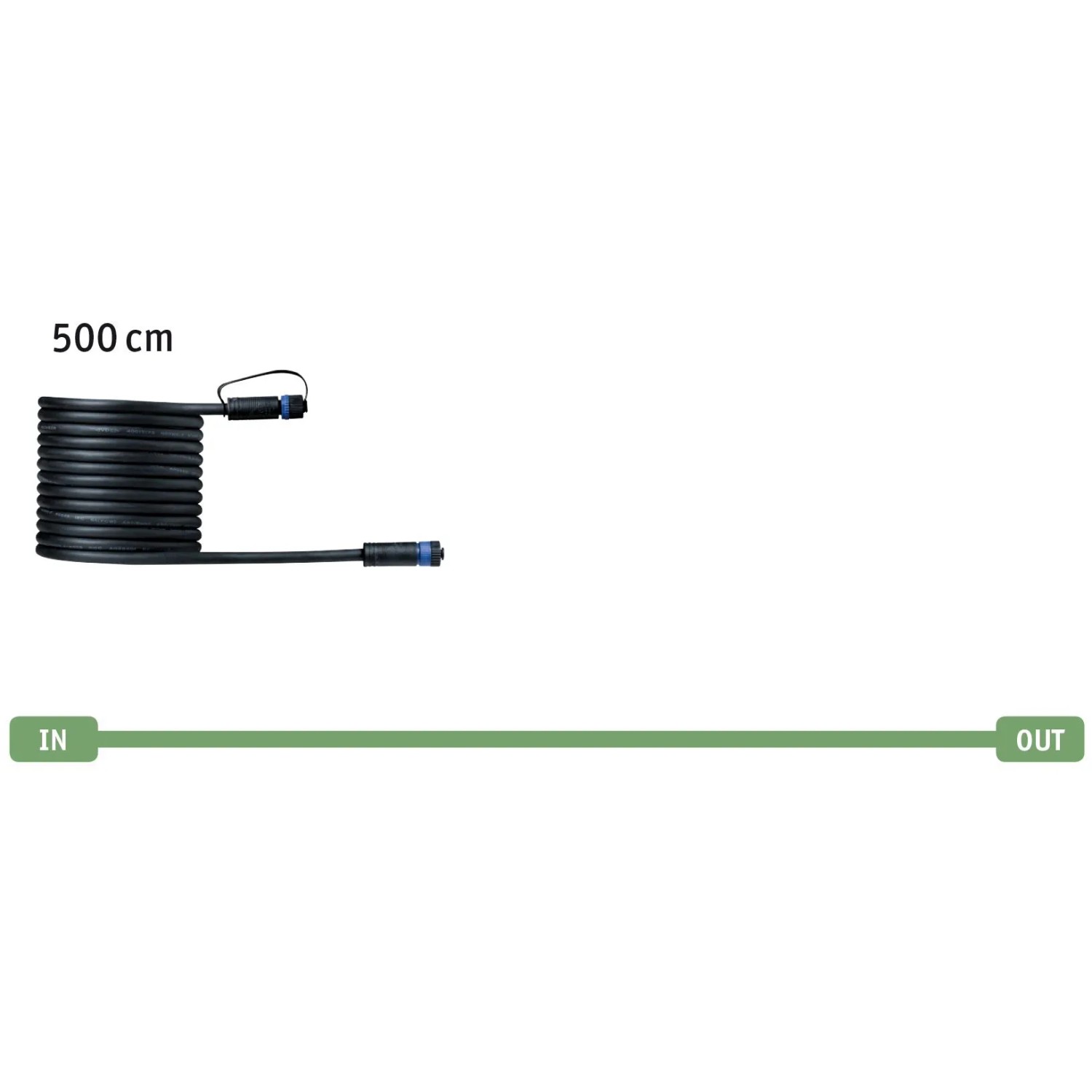 Schwarzes Paulmann Plug & Shine Kabel, 5 m, für Außenbeleuchtungssysteme.