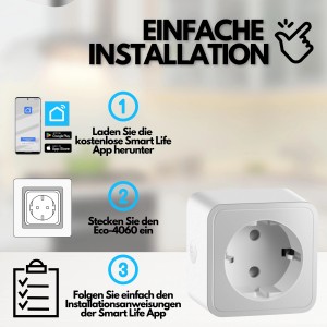 Echos Eco-4060 Smarte WLAN-Steckdose 4er Pack 16A Ausgangsleistung