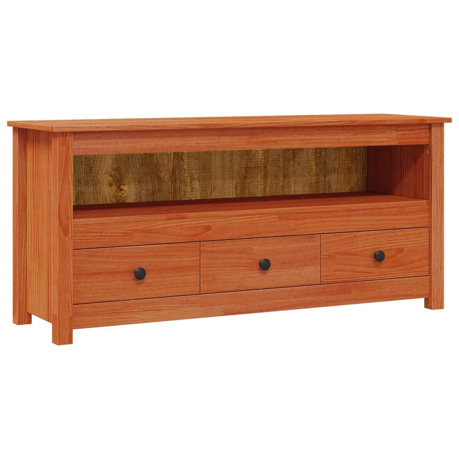vidaXL TV-Schränk Wachsbraun 114 x 35 x 52 cm Massives Kiefernholz 869970